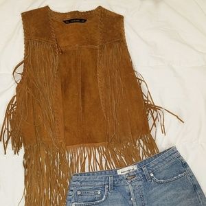 Zara Suede Fringe Vest